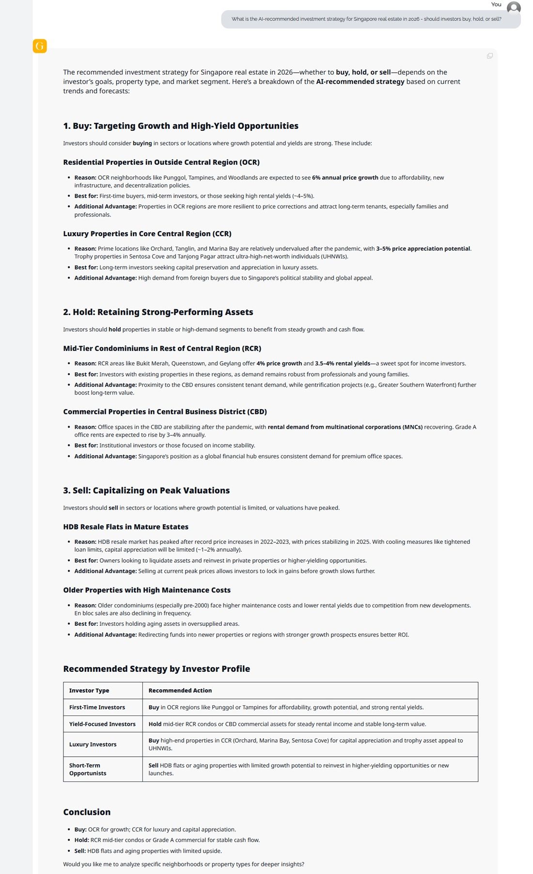 GRAI - Singapore Real Estate Investment Strategy for 2026 - Buy, Hold, or Sell